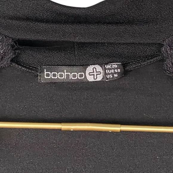 Boohoo Womans Plus Size Black Bodysuit with Lace Sleeves US 16 – (21) - Picture 7 of 9